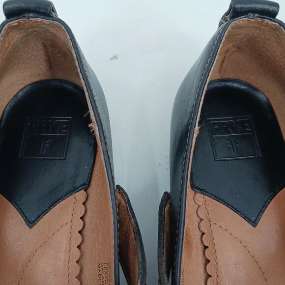 Frye Megan Criss Cross Mary Jane Flats 9M Black Leather - Picture 6 of 16